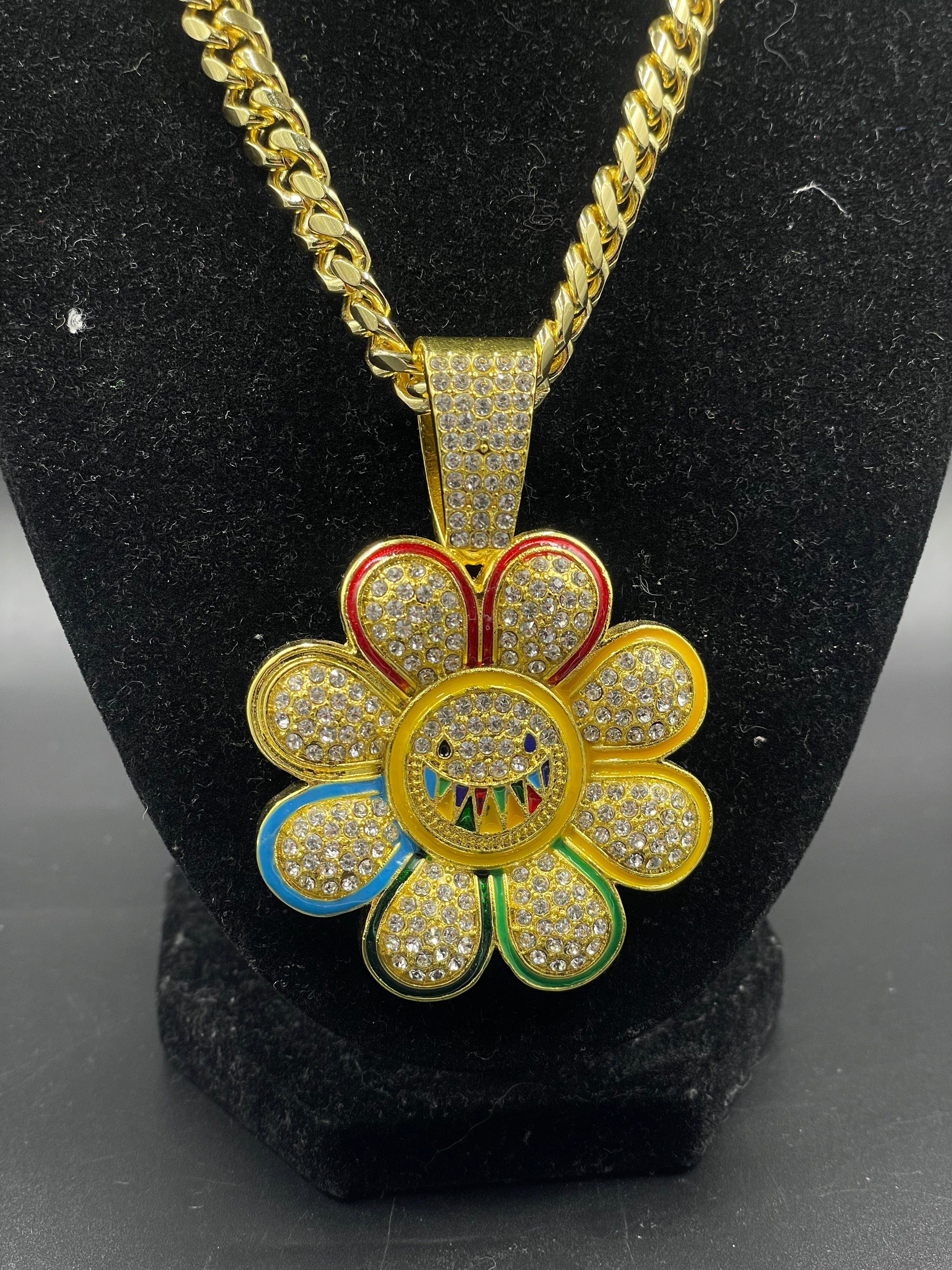 Dije hip hop flor Cadena 🇲🇨 laminado de oro