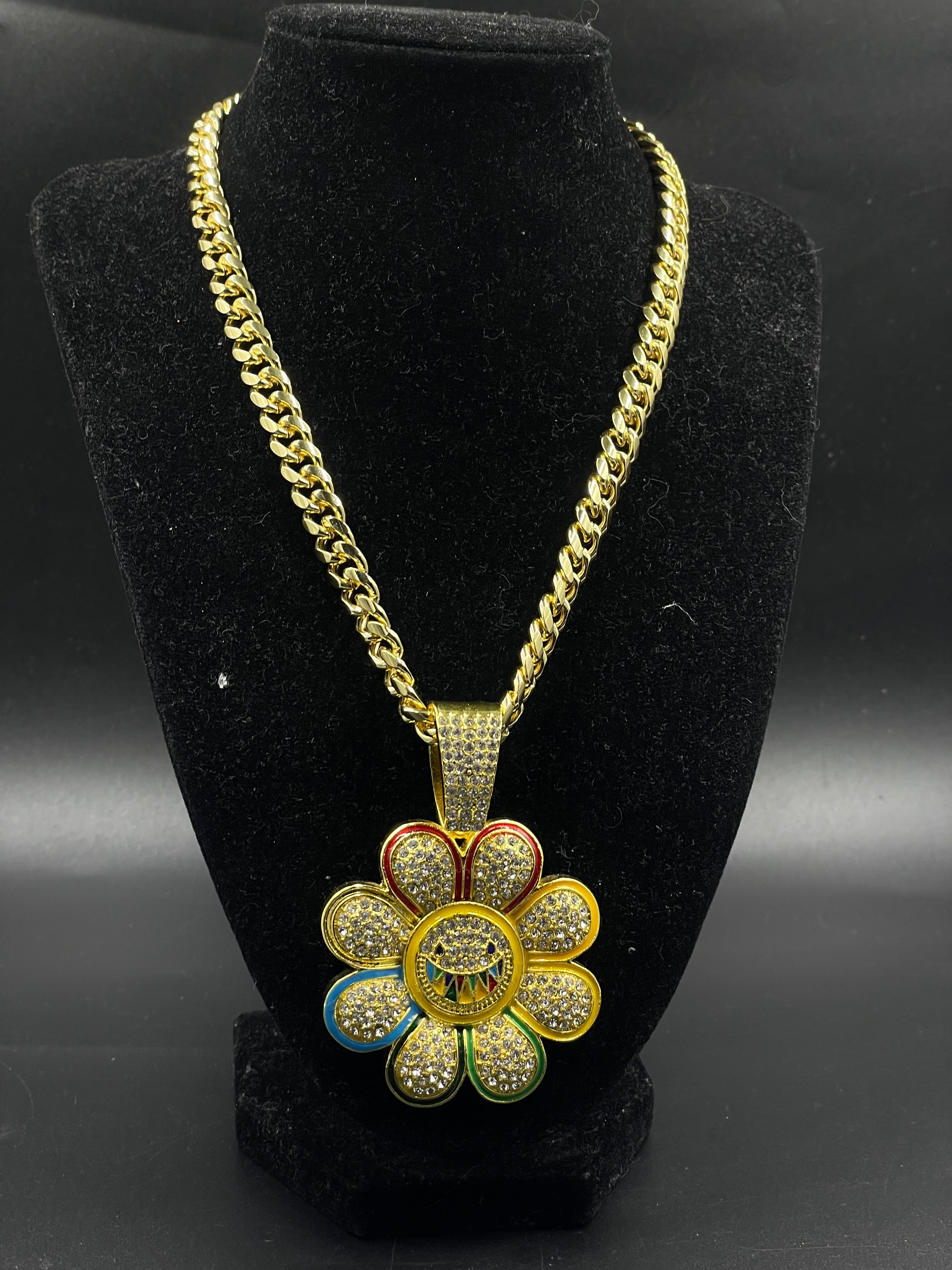 Dije hip hop flor Cadena 🇲🇨 laminado de oro