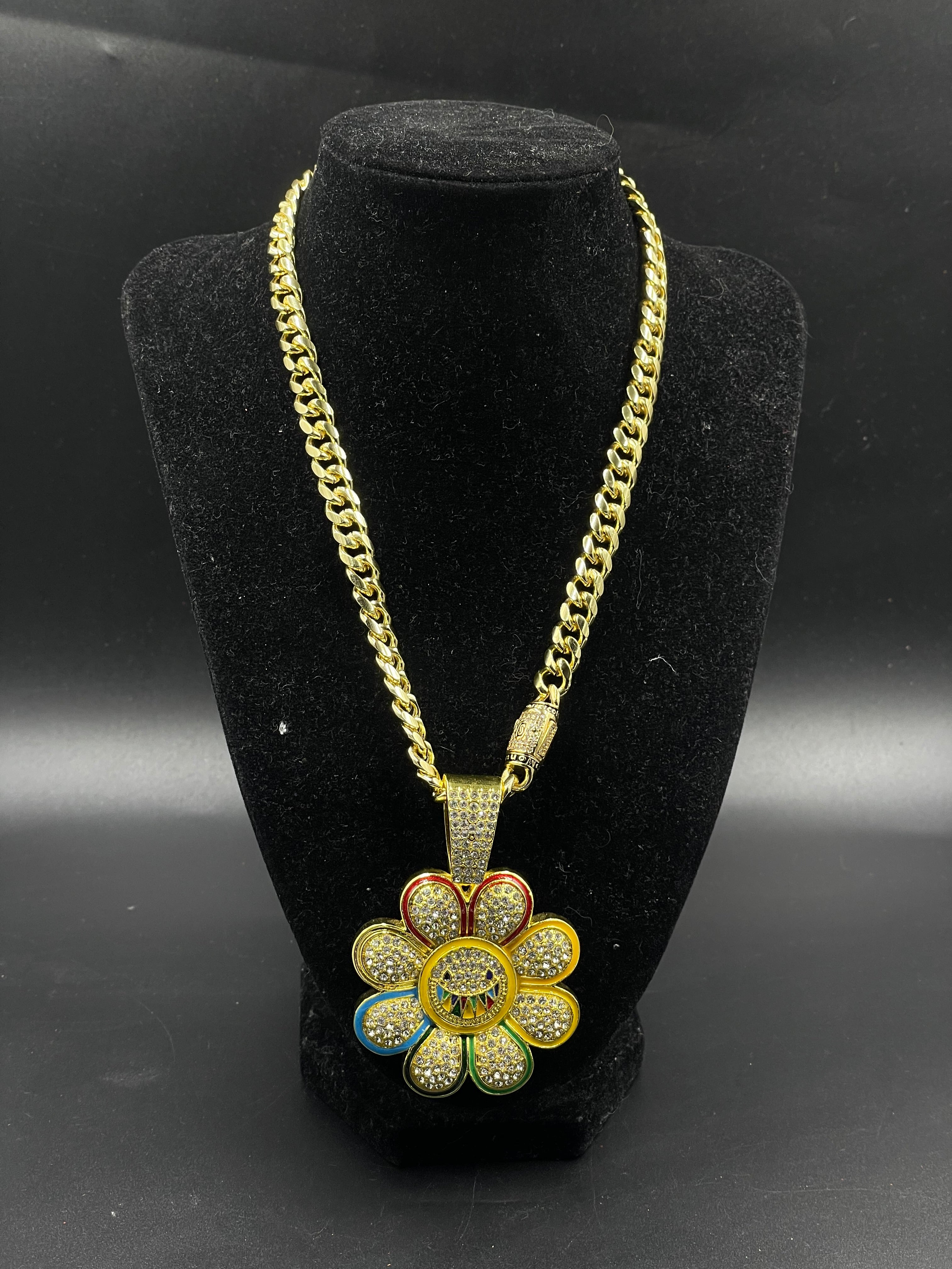 Dije hip hop flor Cadena 🇲🇨 laminado de oro