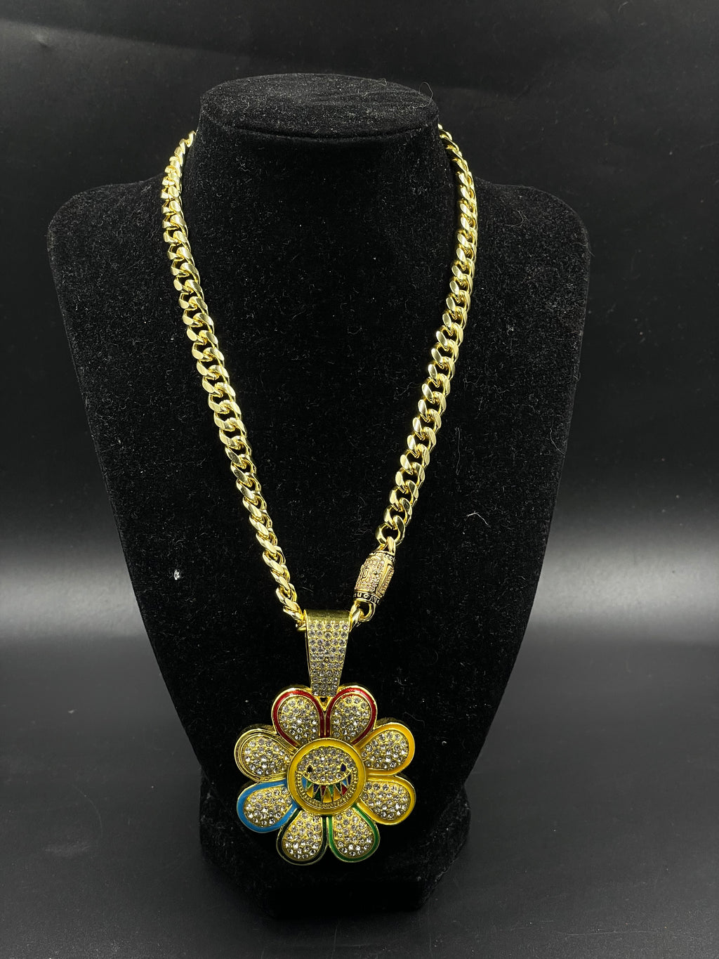 Dije hip hop flor Cadena 🇲🇨 laminado de oro
