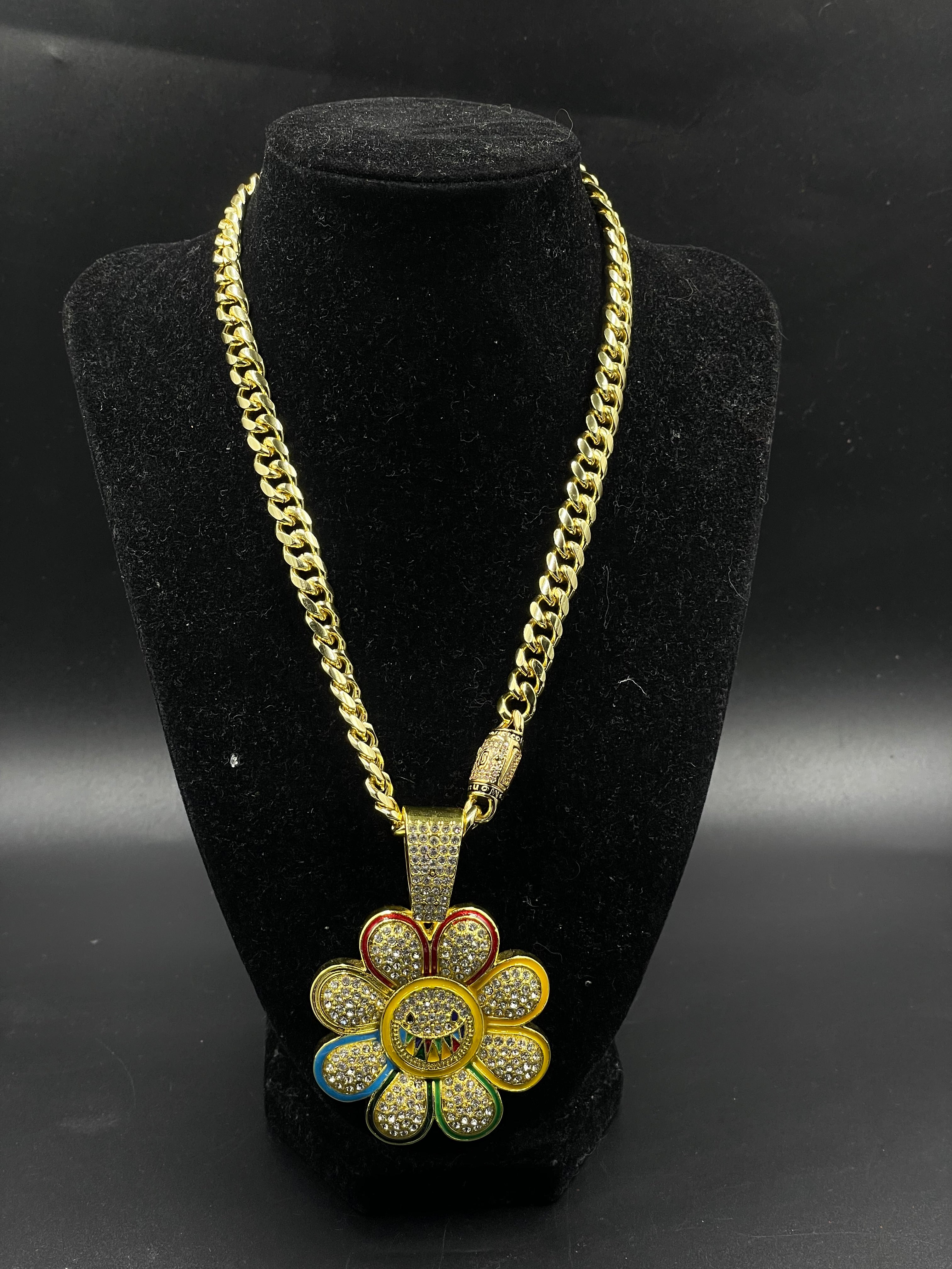 Dije hip hop flor Cadena 🇲🇨 laminado de oro